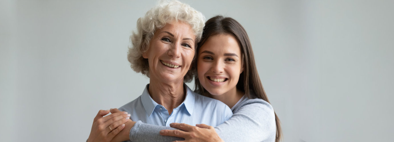 caregiver and patient smiling